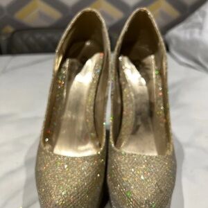 Women's Gold Glitter High Heel Pumps